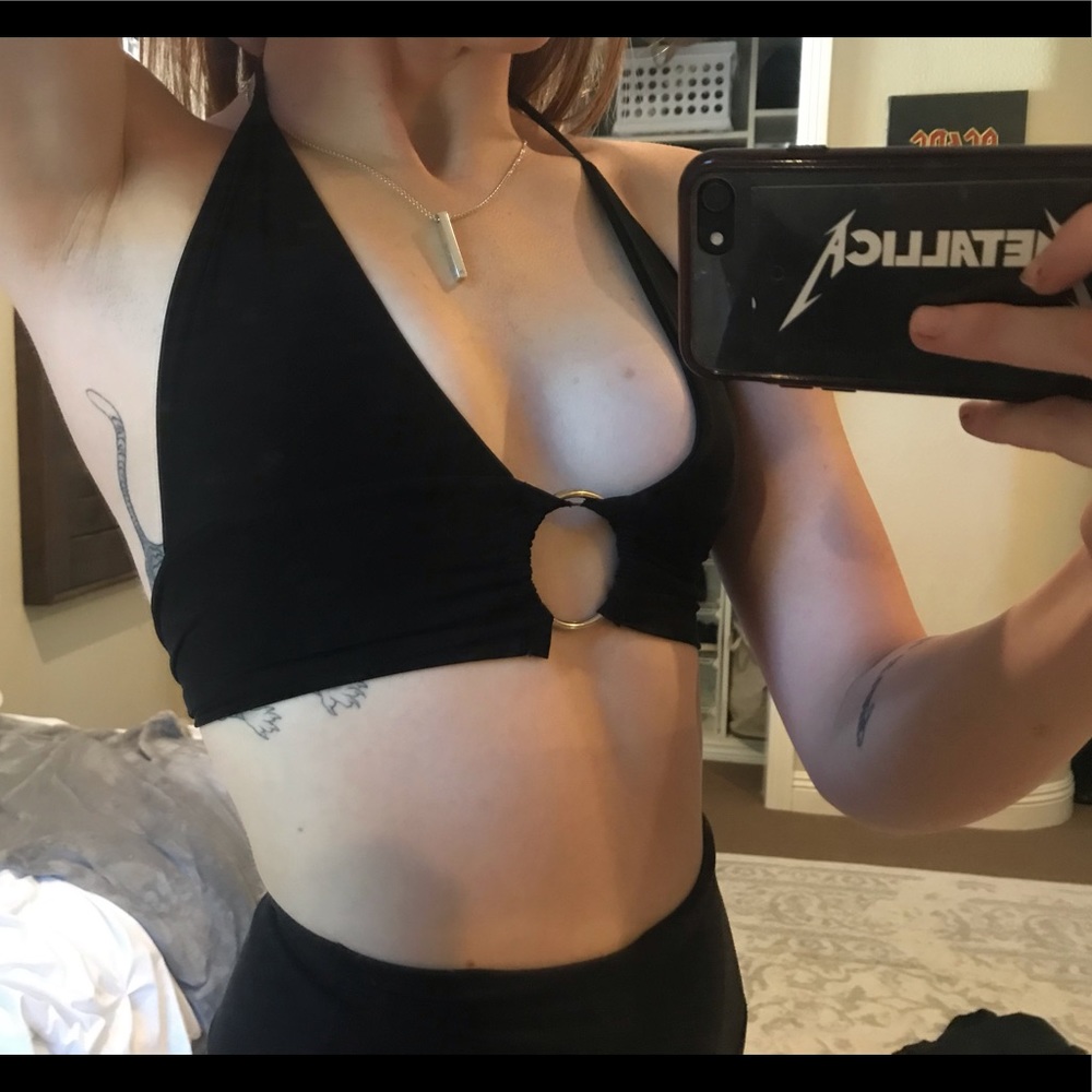 PLT Black ring halter top